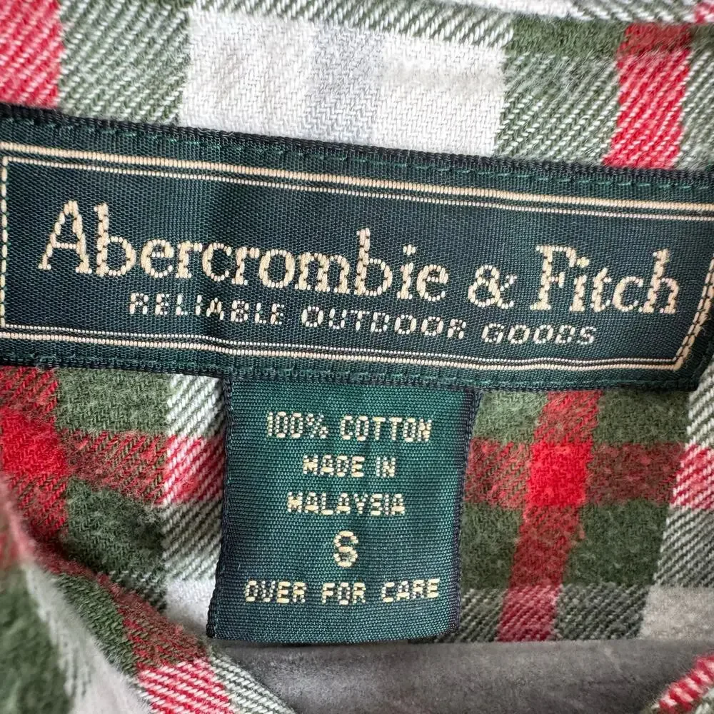 Abercrombie &‎ Fitch Vtg 90s Cotton Preppy Flannel Long Sleeve Button Up Mens S